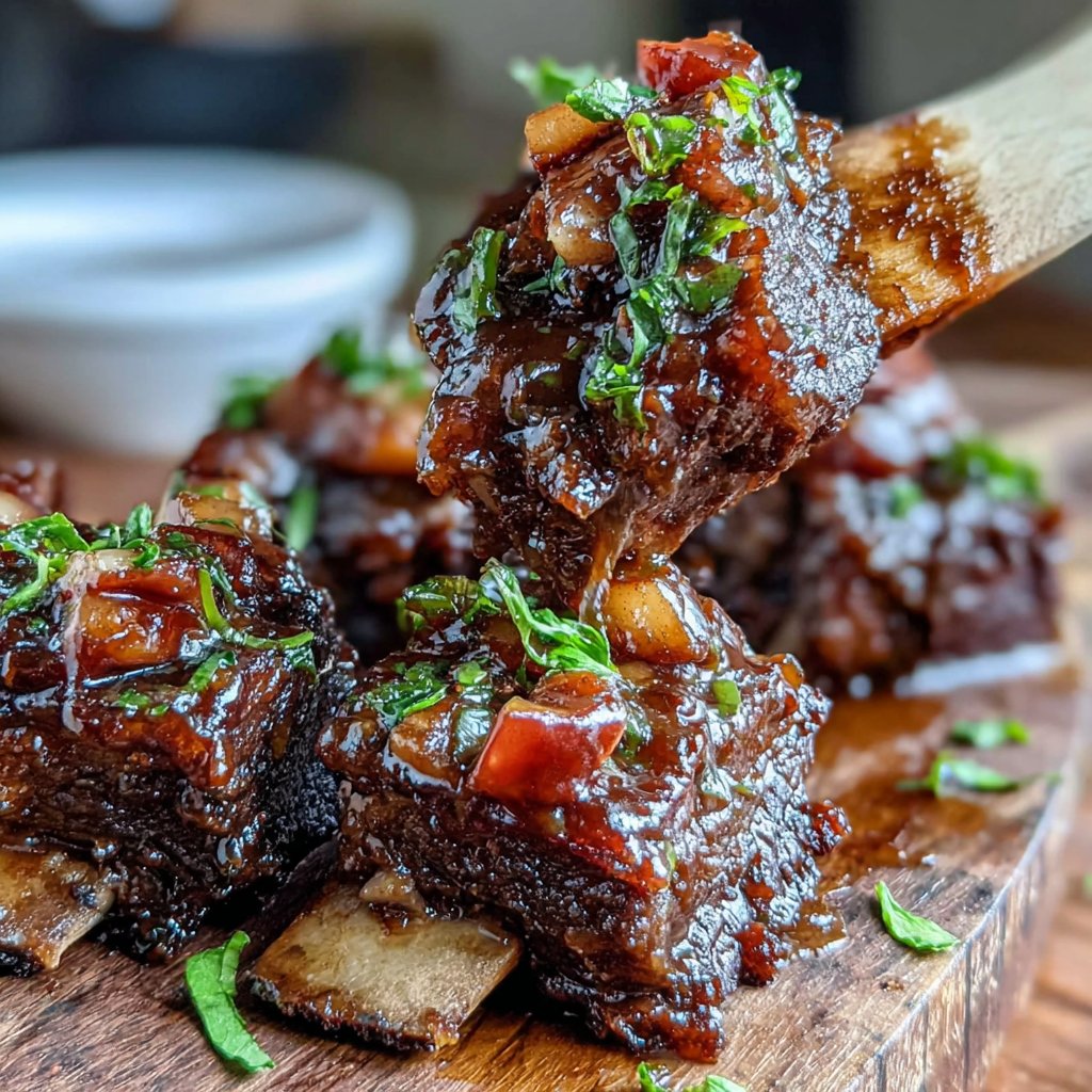 Bourbon-Peach Glazed Short Ribs