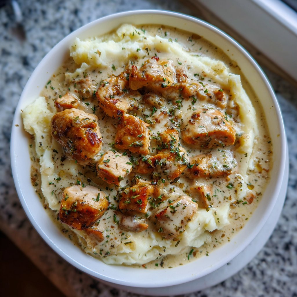 Creamy Herb Chicken Skillet with Mashed Potatoes