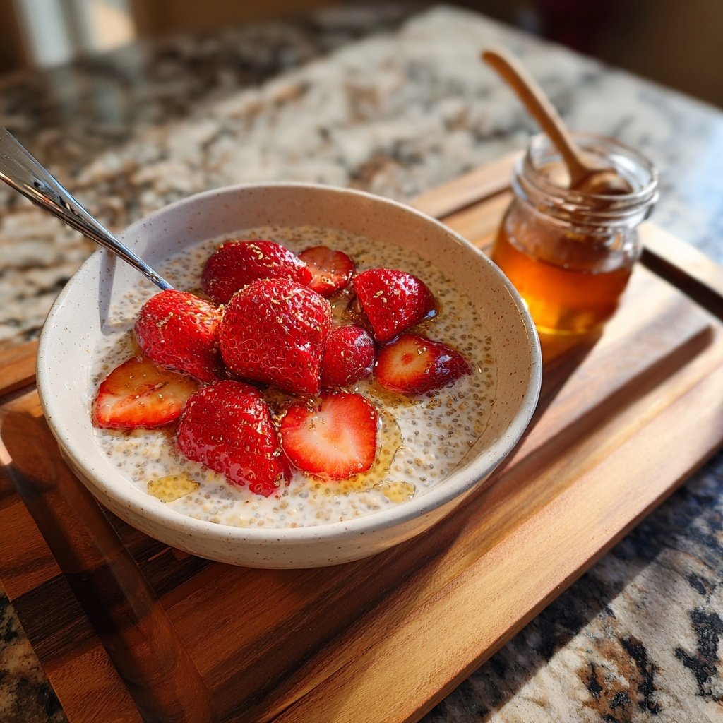 Strawberry-Infused Breakfast Chia Bowl
